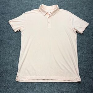 Fabletics Mens Short Sleeve Polo Shirt Peach Pink Cotton Modal Stretch Size M